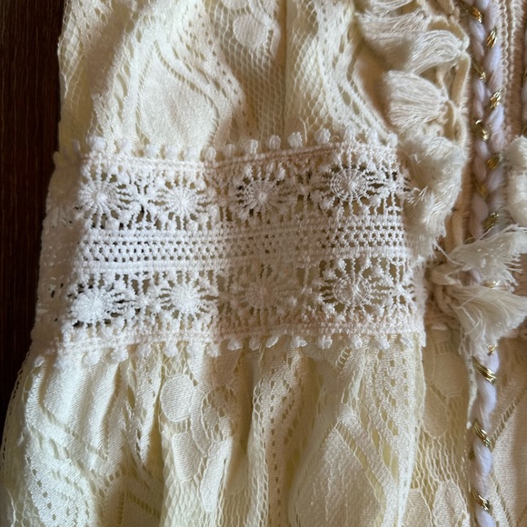 NWOT- Lace Maxi Dress with Pom Pom Details - Picture 3 of 9